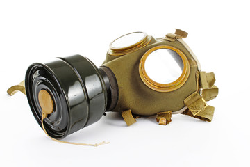 WW2 gas mask World War two mask on isolated white background
