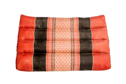 Thai triangular backrest pillow isolate on white background