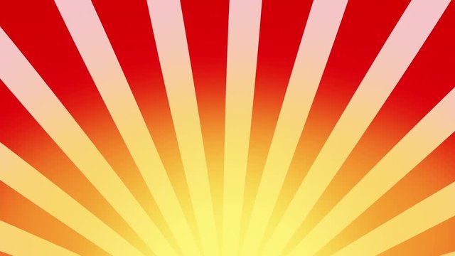 Red and yellow Burst vector background. Cartoon sun light yellow sky Background, sunburst vintage style Retro Pattern. circuses Background seamless loop. Comic cartoon background, Stripes rotating.