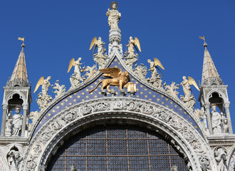 Gorgeous Golden Winged Lion on Saint Mark's Basilica in Venice,