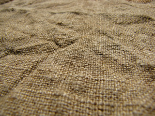 The Old and natural burlap. Wrinkled canvas