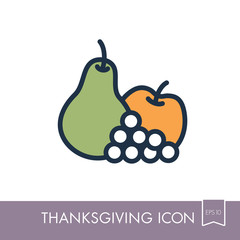 Obraz premium Apple, Grapes and Pear icon. Harvest. Thanksgiving