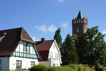 Fototapeta na wymiar Wasserturm in Eutin, Ostholstein, Schleswig-Holstein
