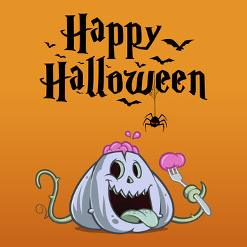 Vector illustration of funny Halloween pumpkin