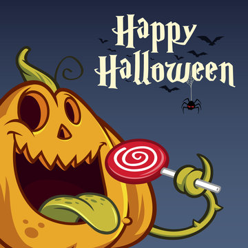Vector illustration of funny Halloween pumpkin