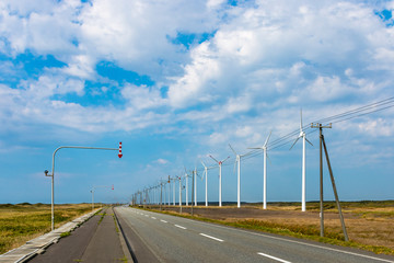 The road along wind farm