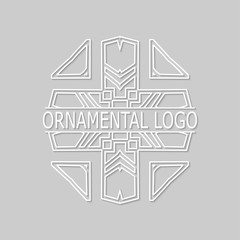 Vintage white geometrical linear 3d vector frame, label for your logo. Vector illustration