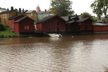 Fototapeta premium village on the river bank