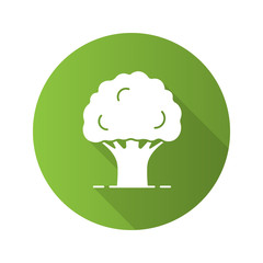 Oak tree flat design long shadow glyph icon