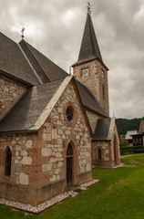 Church of Altaussee on a cloudy day