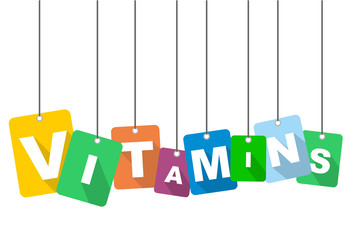 Colorful vector flat design background vitamins. It is well adapted for web design.