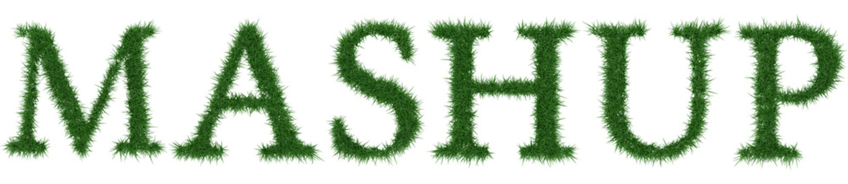 Mashup - 3D rendering fresh Grass letters isolated on whhite background.