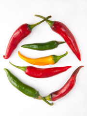 Hot peppers isolated on white