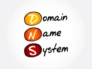 DNS - Domain Name System, acronym technology concept background