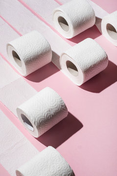 Close up of toilet paper rolls