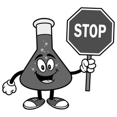 Chemistry Flask with Stop Sign Illustration