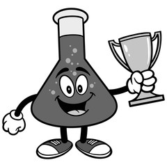 Chemistry Flask with Trophy Illustration