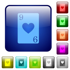 Nine of hearts card color square buttons