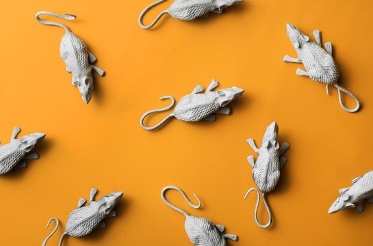 White rats/mouses on orange background.toy/replica