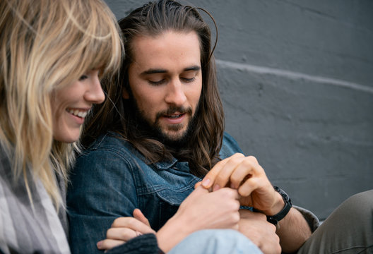 Young couple playfully interacting with each other