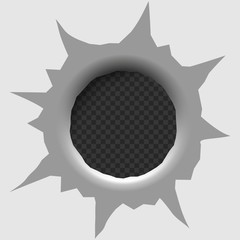 Bullet hole isolated. Vector illustration.