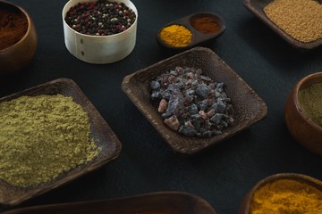 Various type spices on bowl 