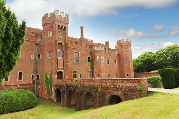 Fototapeta na wymiar Brick Herstmonceux castle in England East Sussex