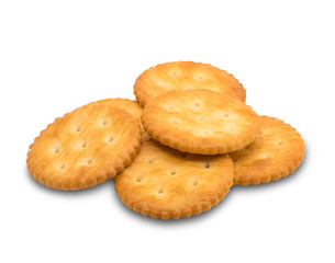 Close up crackers isolated on white background