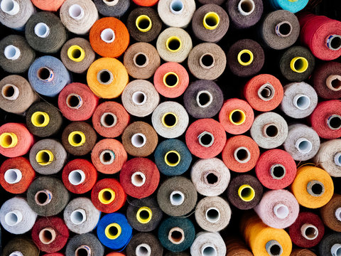 Sewing threads from above