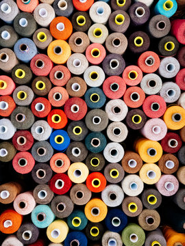 Sewing threads from above