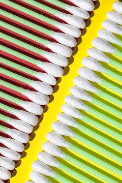 Still life shots of Cotton swabs taken inside a studio.