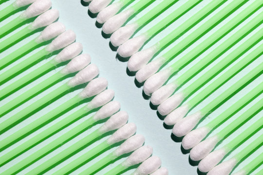 Still life shots of Cotton swabs taken inside a studio.