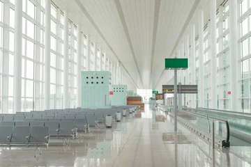 Papier Peint photo Aéroport Airport hall modern gate interior, nobody, Barcelona