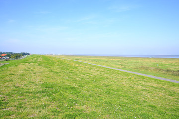 Dike on the North Sea coast in Lower Saxony, Germany