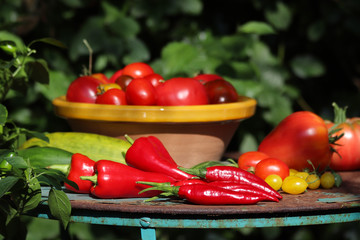 Paprika und Tomaten