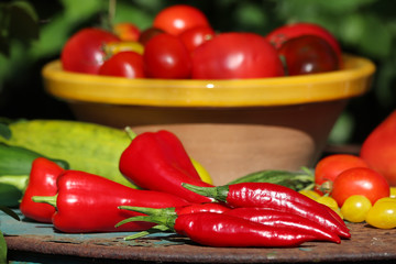 Paprika und Tomaten