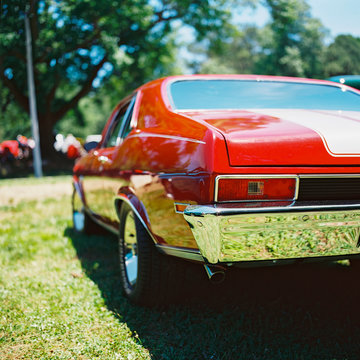 Rearview of an american vintage car