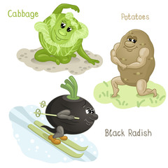 Vegetables engage in sports part 5 / There are black radish, cabbage and potato