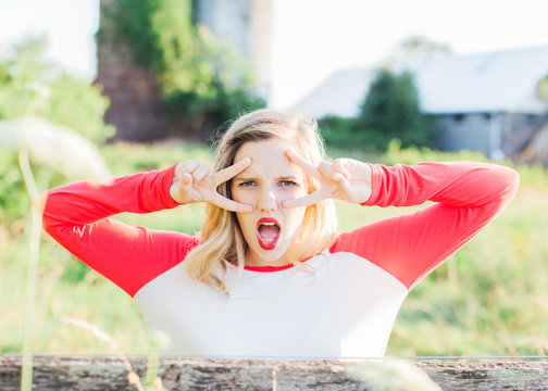 Teen with silly pose