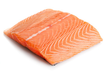 salmon steak isolated on white background