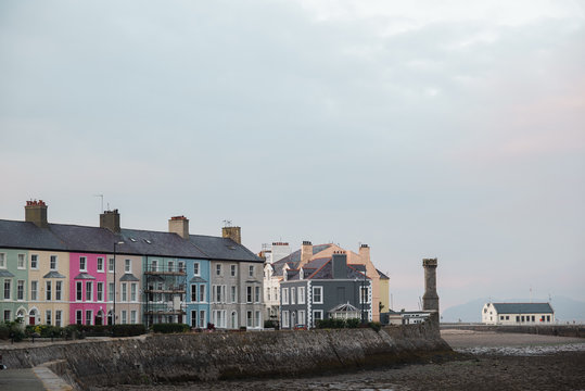 row of colorful houses by the sea side