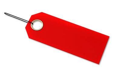 Red tag isolated on white background