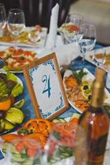 Beautifully decorated holiday table with snacks 8093.