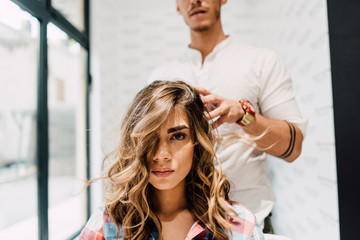 Hair stylist at work