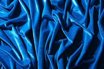 blue velvet textile for background or texture