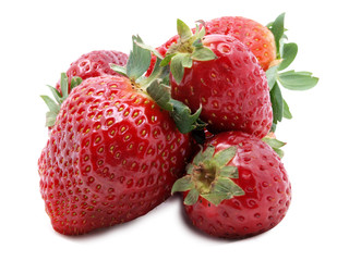 Red strawberries on a white background