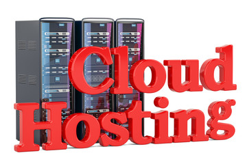 Computer Server Racks, computer cloud hosting concept. 3D rendering