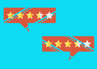 Review rating bubble flat vector illustration, customer reviews stars rate