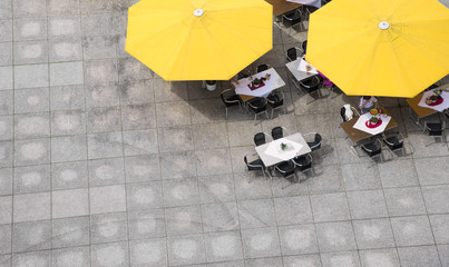 Looking down on a Restaurant , Outside seating