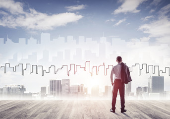 Motivation and inspiration concept with modern cityscape and bus